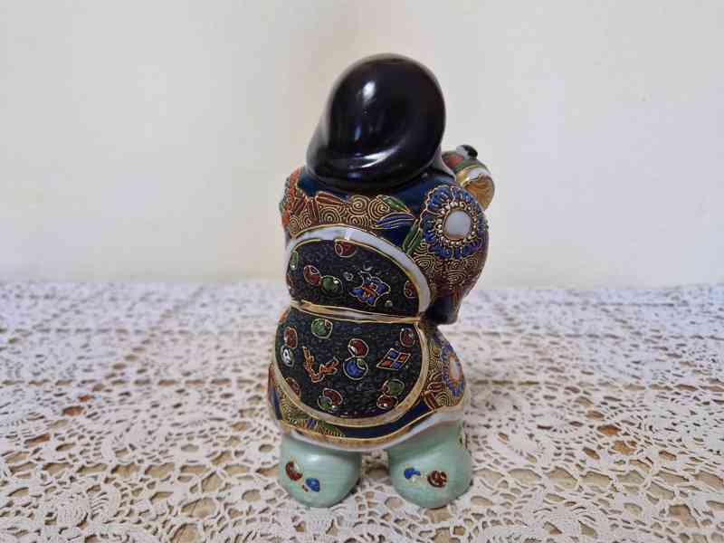 Luxusní Japonská bohatě zdobená soška Bůh Bůžek Satsuma  - foto 4