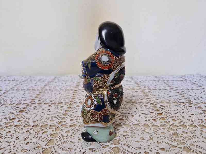 Luxusní Japonská bohatě zdobená soška Bůh Bůžek Satsuma  - foto 5