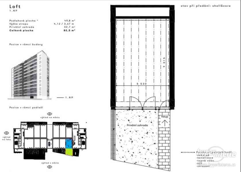 Prodej bytu Loft , plocha 49,8 m2 + předzahrádka 32,7 m2, Pr - foto 2