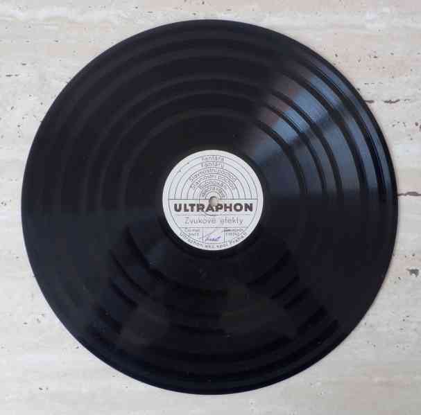 Starožitná 30 cm šelaková gramodeska Ultraphon, zvuk. efekty