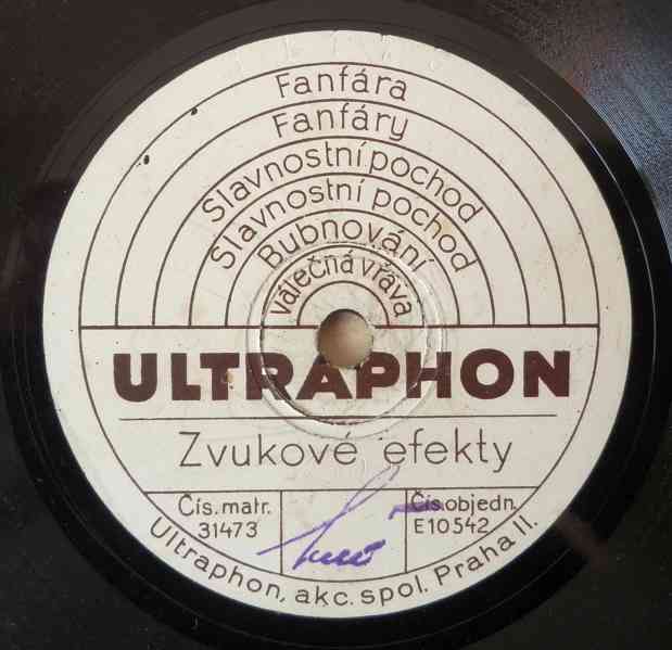 Starožitná 30 cm šelaková gramodeska Ultraphon, zvuk. efekty - foto 3