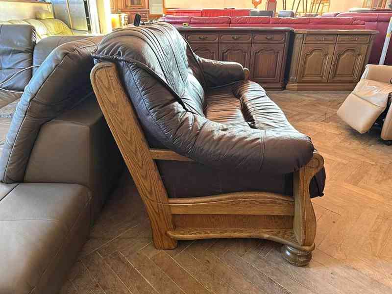  315 Kožený rustikální trojsedák masiv  - foto 2