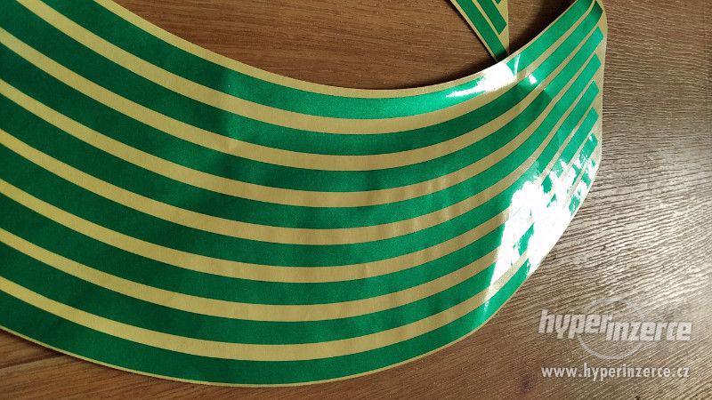 Reflexní samolepící pásky na kola - zelené - foto 2