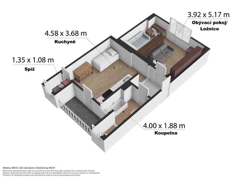 Prodej 1+1, 52 m², 3.NP, Alešova ul., Ústí nad Labem – Klíše - foto 10