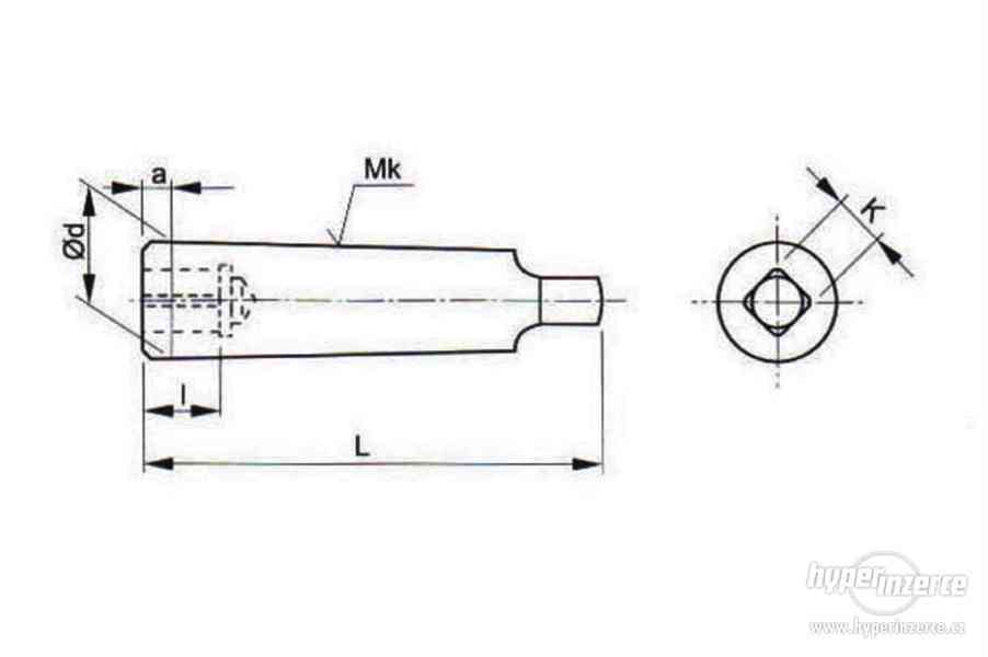Redukční pouzdro Mk 4x14 s kuž. stopkou a vnitř. čtyřhranem - foto 2