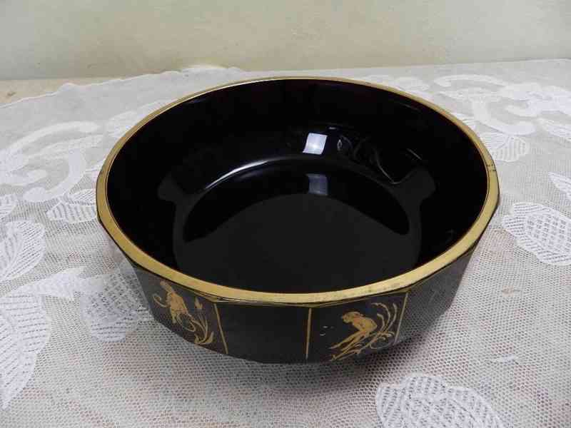 Luxusní zlatem malovaná tmavě fialová Mísa  - foto 2