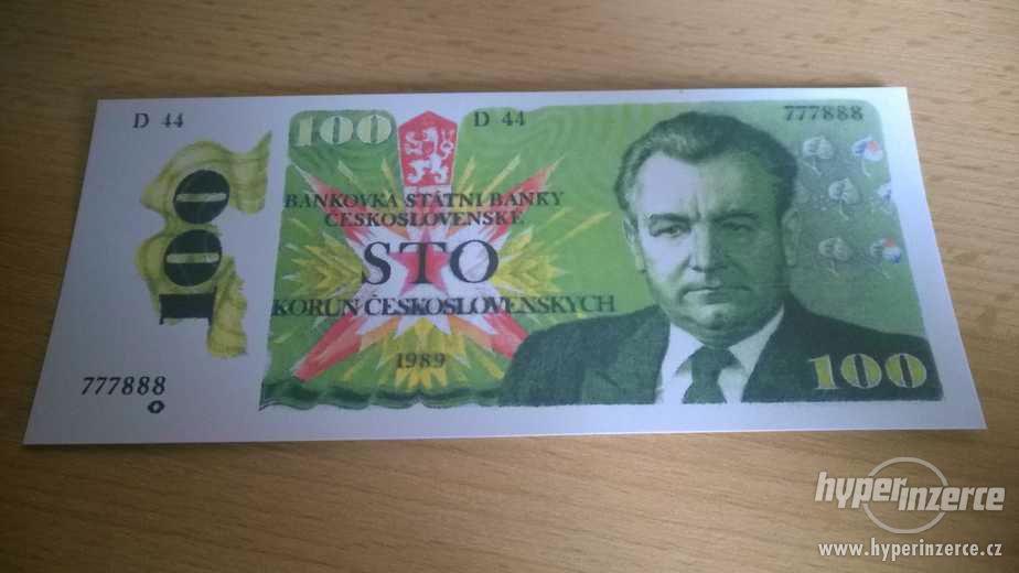KOPIE 100 korun 1989 VZÁCNÝ NÁVRH BANKOVKY - foto 1