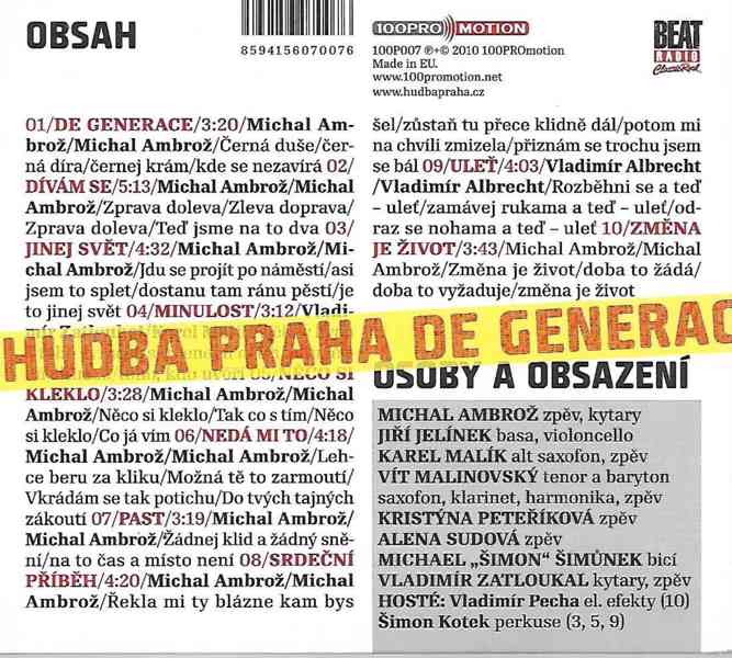 Hudba Praha – De Generace  (CD) - foto 2