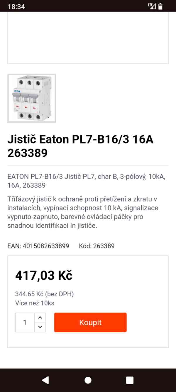 2ks Nový třífázový jistič Eaton PL7-B16/3 - foto 4