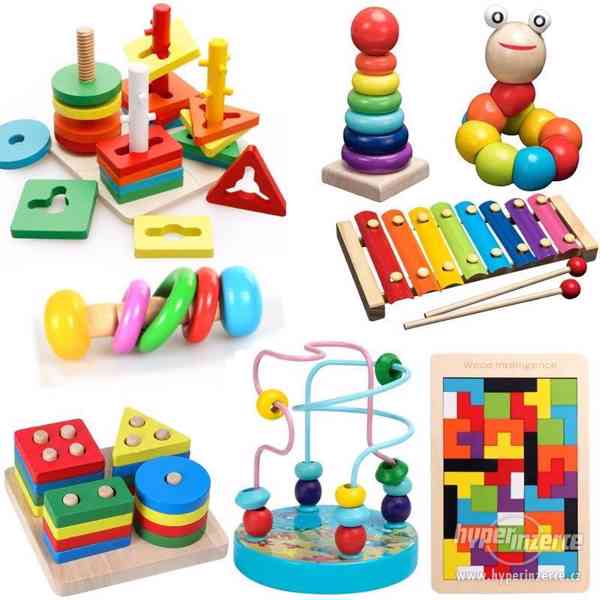 Montessori-barevné dětské dřevěné vzdělávací/didaktické hrač - foto 3
