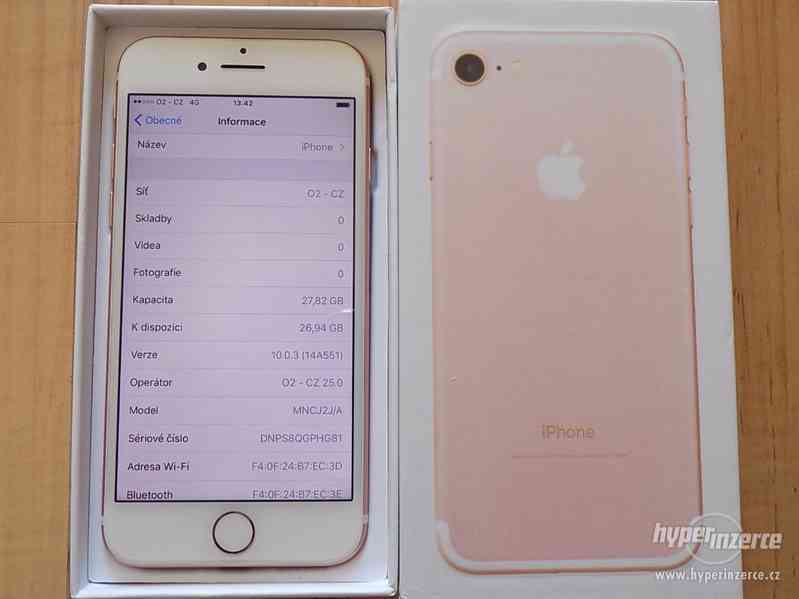 APPLE iPhone 7 32GB Rose Gold - ZÁRUKA - TOP STAV - foto 2