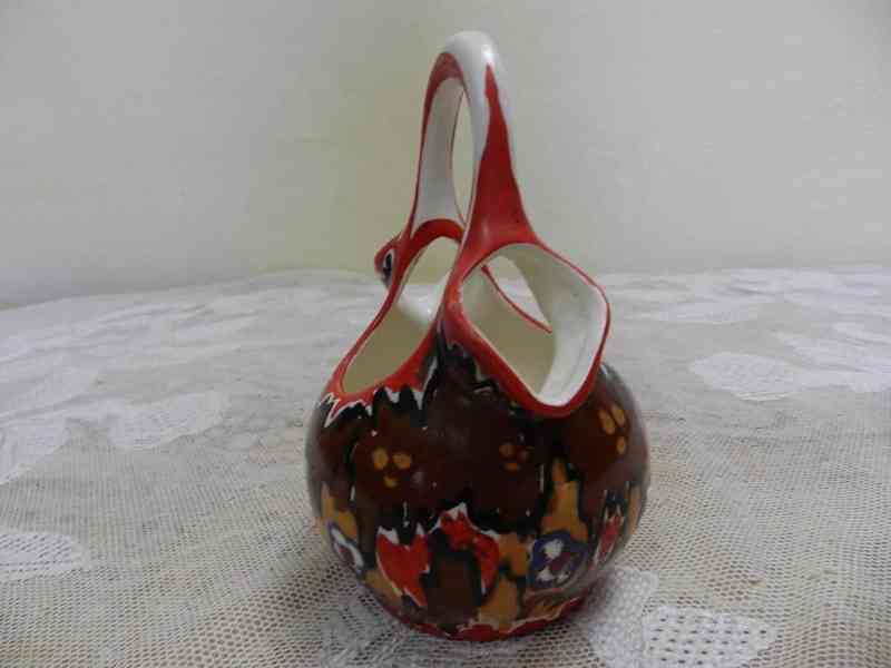 Zajímavá Art Deco barevná Váza Košík Ditmar Urbach Teplice - foto 3