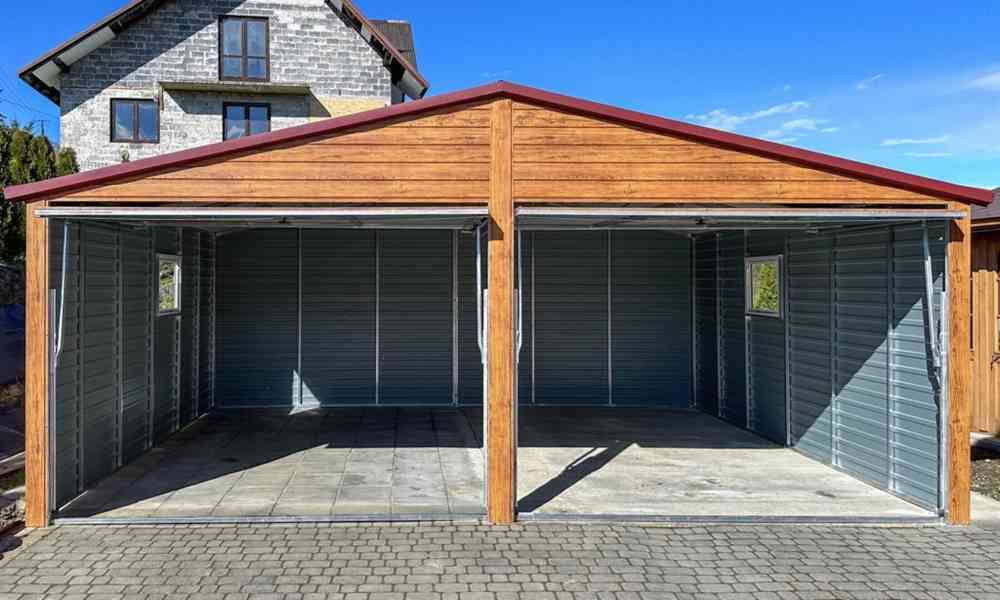 Plechova garáž 8x6m 2x  výklopná vrata - dveře - TS638 - foto 4