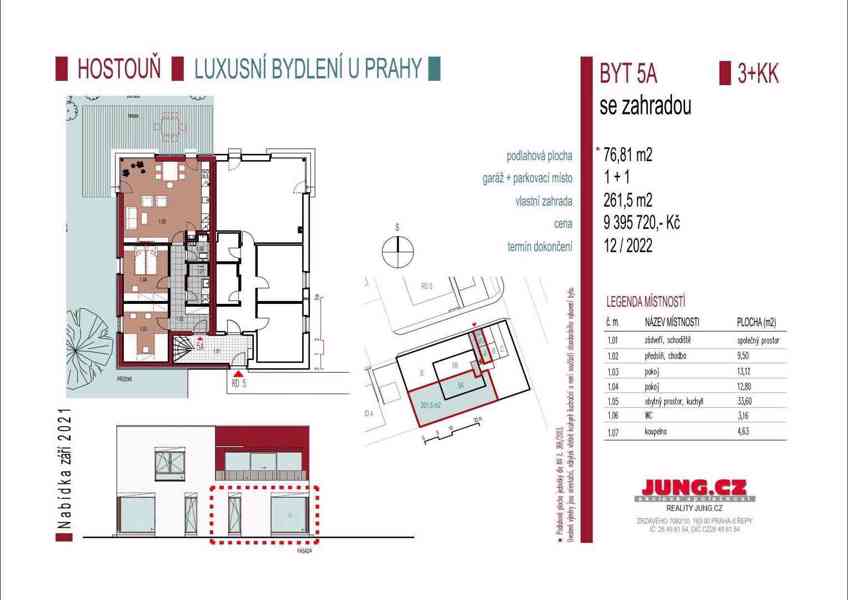Prodej prestižního, nového bytu 3+kk 76m2 se zahrádkou 261m2 a garáží, Hostouň - foto 1
