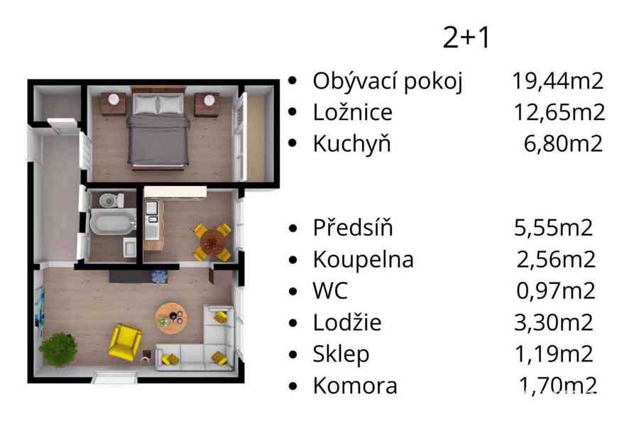 Prodej bytu 2+1 55m2, lodžie, sklep - foto 20