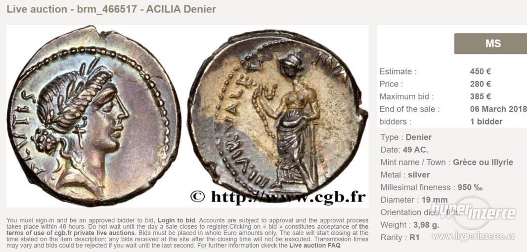 Denár AR, Manius Acilius Glabrio, římská republika - foto 4