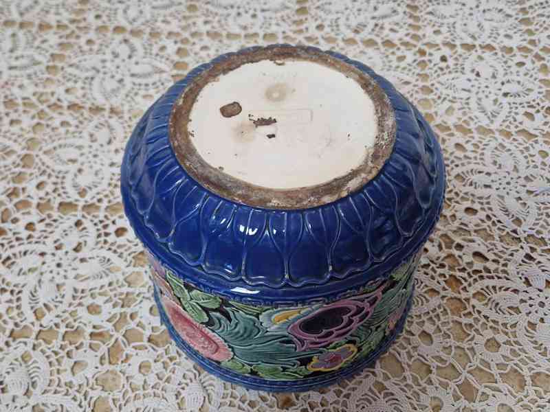 Krásný secesní barevný Květináč Květník  Majolika Eichwald - foto 6