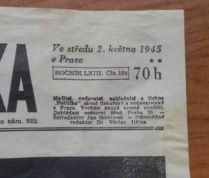 Vůdce padl - 2x staré dobové noviny - origo. - foto 3