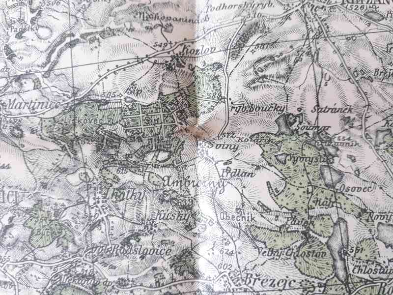 Mapa Velké Meziříčí 1930, měř. 1:75 000 - foto 3