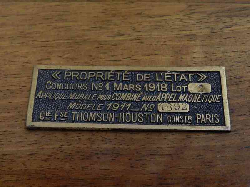 Nástěnný Telefon Thomson Houston Ericsson Paris Francie 1911 - foto 4