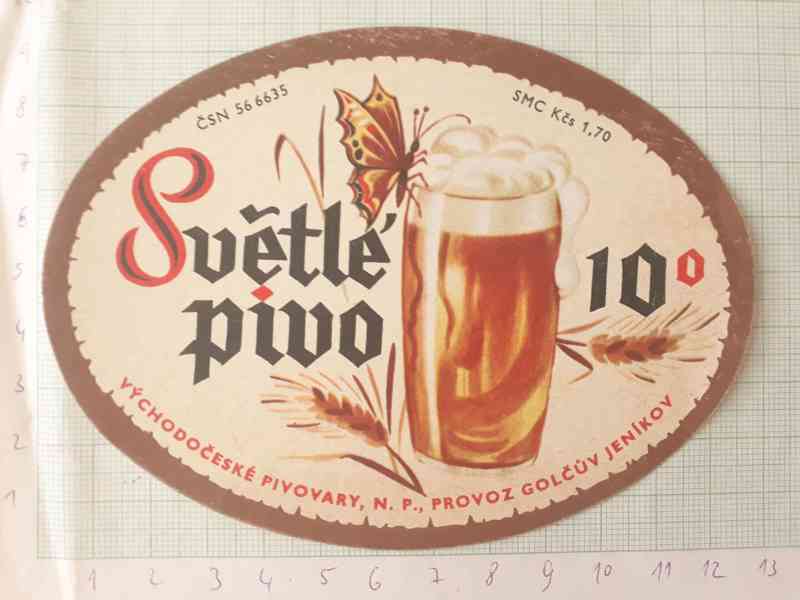  Světlé pivo 10 - Golčův Jeníkov - pivní etiketa  - foto 1