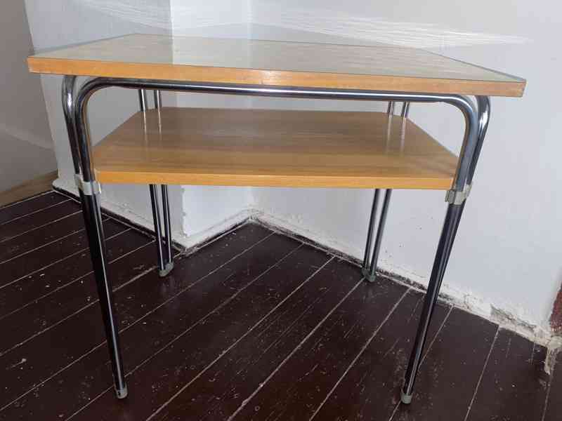 Retro chromovaný trubkový stolek 70.léta - foto 3