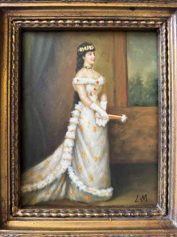 Sisi Alžběta Bavorská - obraz ve zlatém zdobeném rámu - foto 2