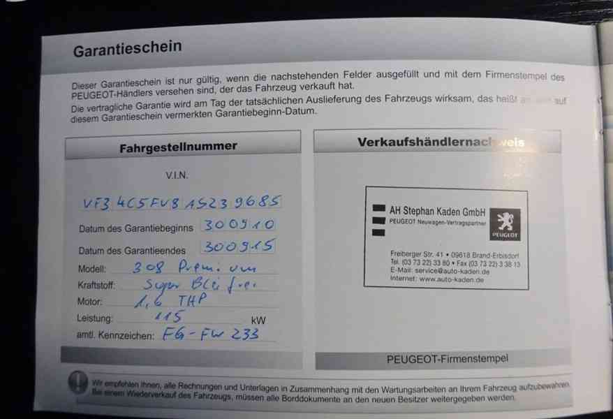Peugeot 308 1.6i r.v.2010 serviska STK:9/2027 - foto 24