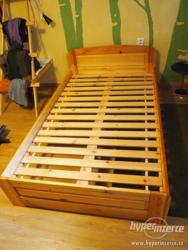 Prodám postel s matrací 120x200 cm, masiv - foto 3