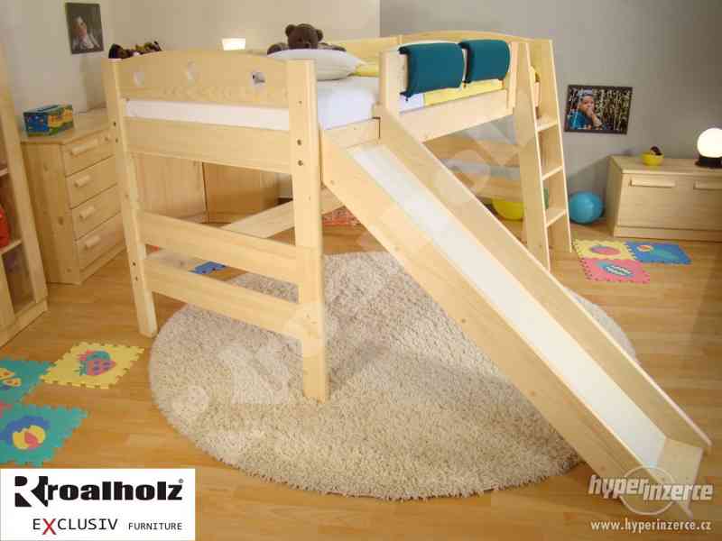 Zvýšená postel z masivu FIJA N + skluzavka - foto 1