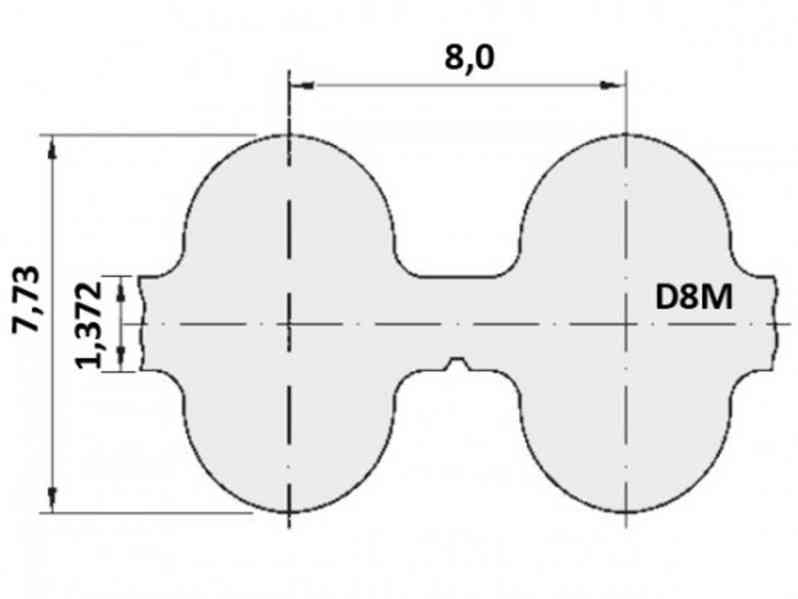 Oboustranný ozubený řemen D8M šíře 20mm délka 3048mm  - foto 2