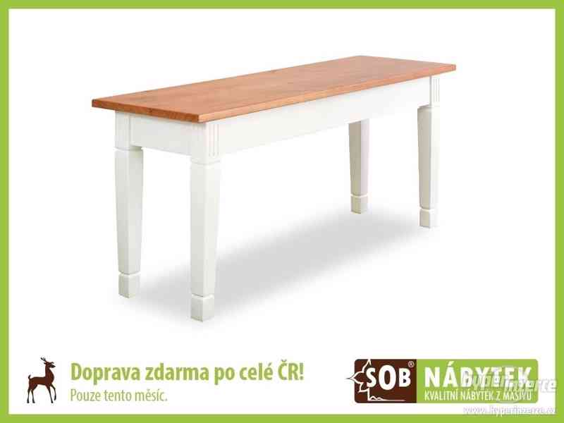 Bílá lavice z masivu, dřevěná lavice - foto 1