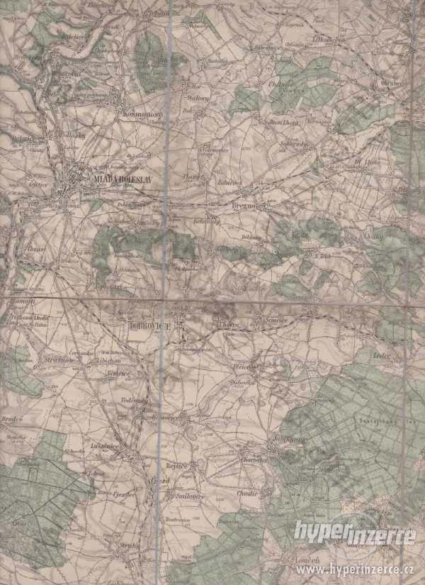 Roudnice nad Labem měřítko 1:75.000 mapa na plátně - foto 1