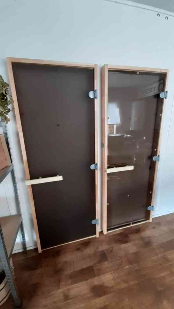 Saunové dveře 1800x700, 6mm, 2 panty bronz, měkké dřevo - foto 4