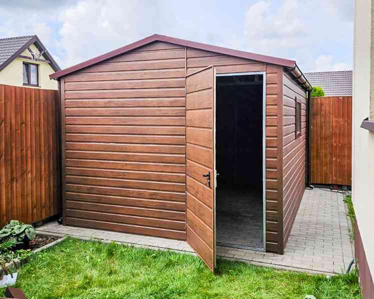 Zahradní domek 3x4 m -  dveře - okno okapy tmavý ořech TS758 - foto 2