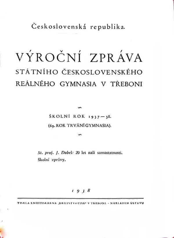 Almanach 100 let třeboňského gymnázia a Výroční zpráva 1938 - foto 7