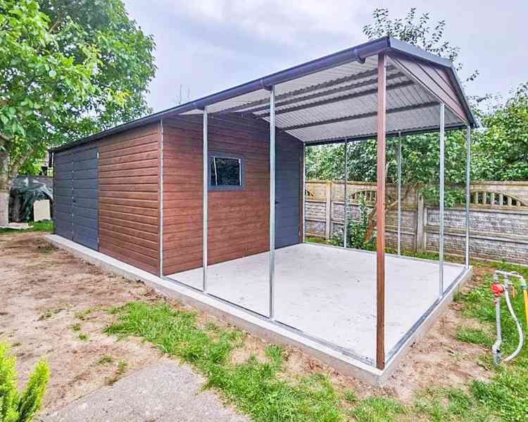 Plechova garáž 6x4 přístřešek3x4 Dvoukřídlá vrata Okno TS749 - foto 2