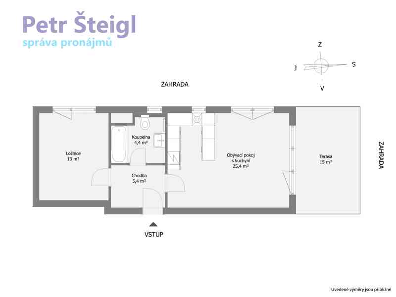 Pronájem bytu 2+kk, 50 m², zahrada 178 m², Na Pile, Zásmuky - foto 12