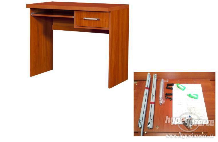 PC stolek, psací stůl, dřevo, dekor jabloň, nový v demontu - foto 1