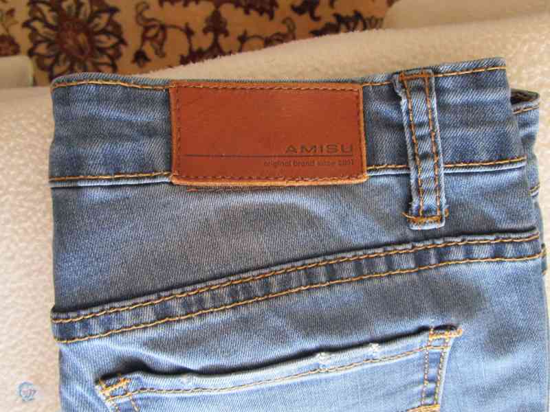 Pěkné modré elast. rifle zn. Amisu, vel. S, pas 72-76 cm - foto 4