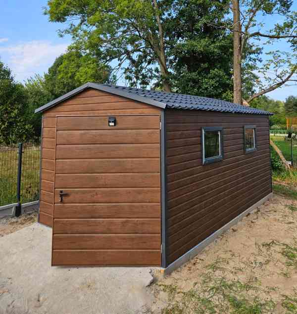 Plechova garáž  - 3x5m   Dvoukřídlá vrata + 2x okno - TS830 - foto 2