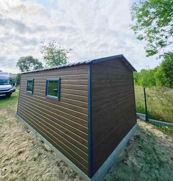 Plechova garáž  - 3x5m   Dvoukřídlá vrata + 2x okno - TS830 - foto 3