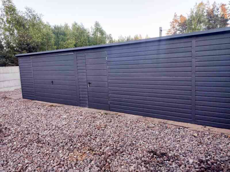 Plechová garáž 15m x 6m- spád dozadu  výklopná vrata TS314 - foto 3