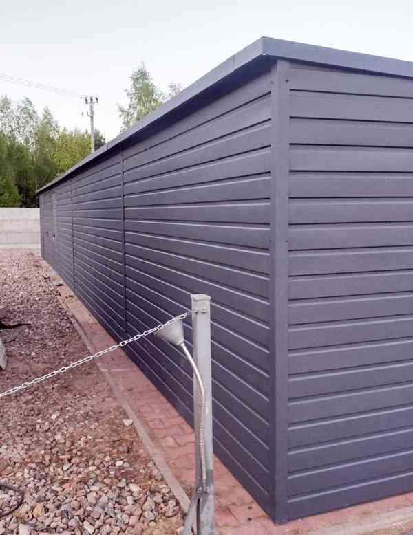 Plechová garáž 15m x 6m- spád dozadu  výklopná vrata TS314 - foto 2