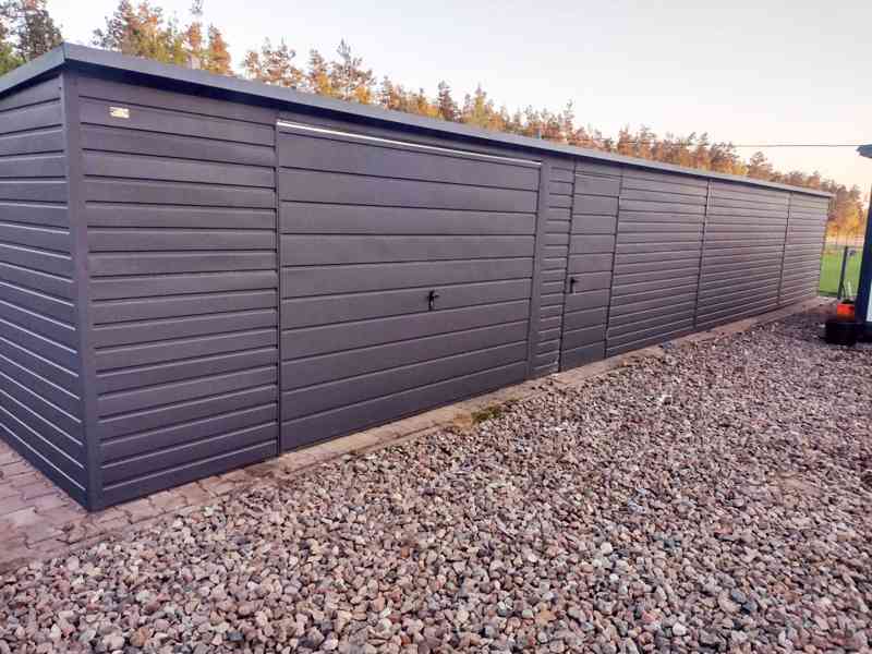 Plechová garáž 15m x 6m- spád dozadu  výklopná vrata TS314 - foto 4