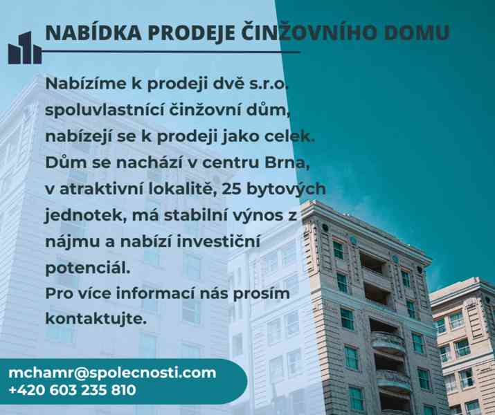 Prodej bytového činžovního domu v centru Brna - foto 2