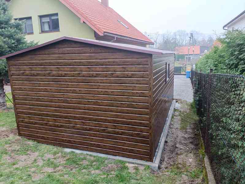Plechova garáž 4x6m -  výklopná vrata -  dveře - okno TS895 - foto 5
