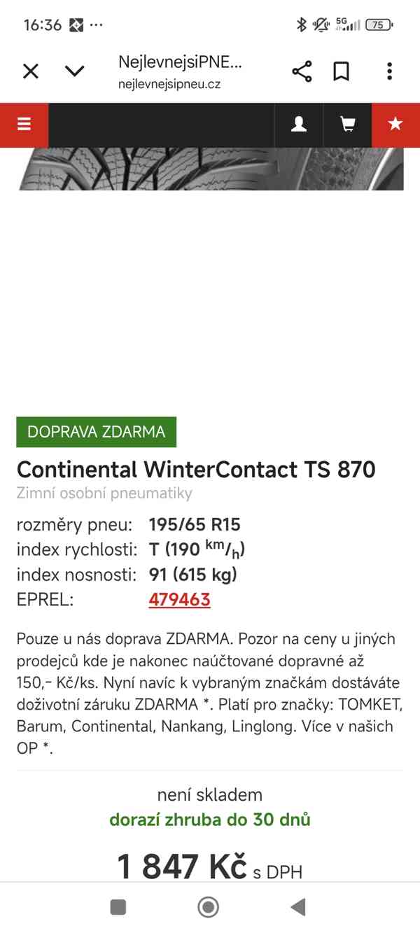 Pěkná zimní sada kol s pneu - Hyundai/Kia 15" - foto 8