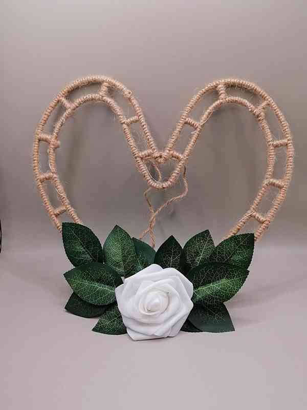 Malé srdce s pěnovými růžemi (Bílé) - Svítící  - foto 2