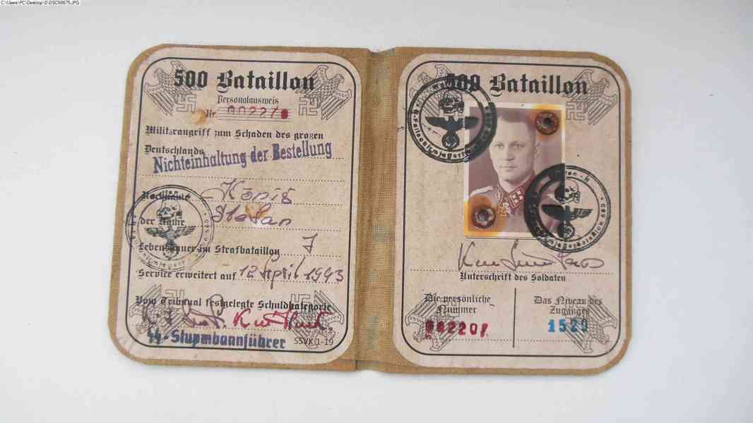 Průkaz německého vojáka 500 Bataillon - foto 2